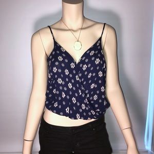 Navy Open-Back Crop Top